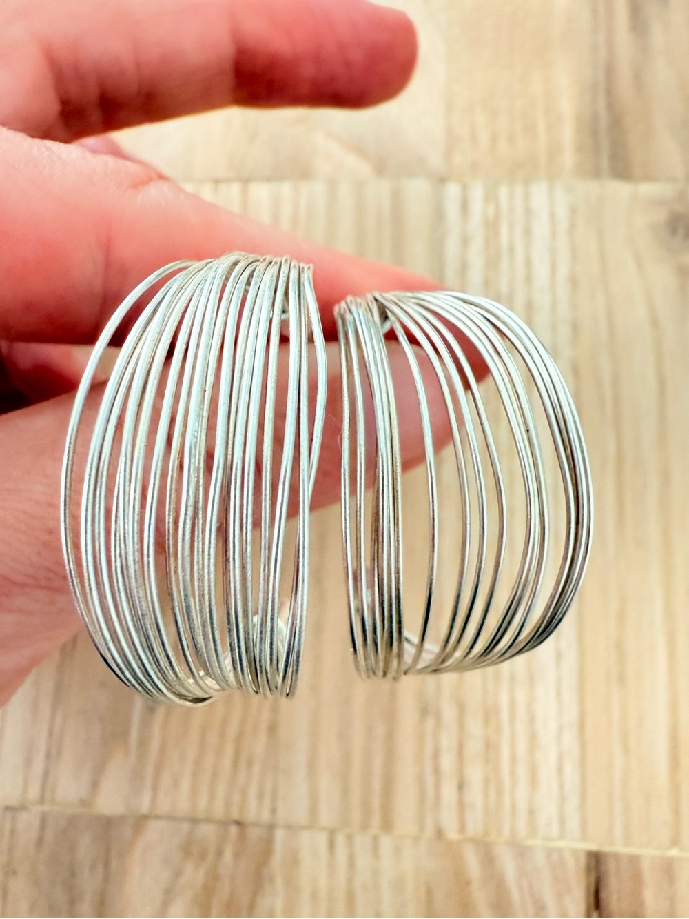 925 Sterling silver multi wire open hoop earrings on posts